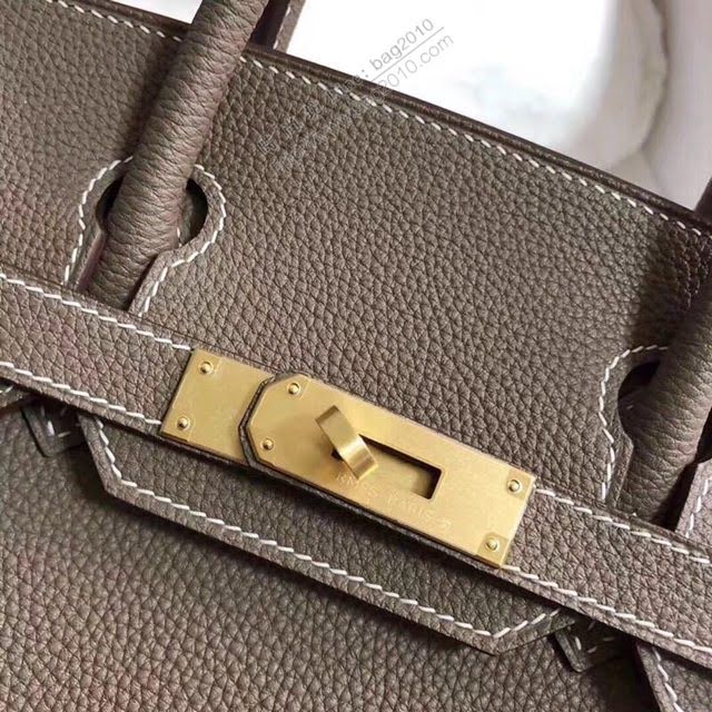 Hermes女包 愛馬仕Birkin Hermes鉑金包 togo小牛皮 大象灰 蠟線半手工縫製  am1713